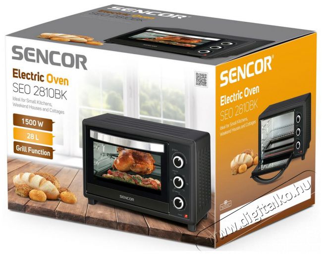 Sencor SEO 2810BK elektromos mini sütő Konyhai termékek - Sütő-főzőlap, tűzhely (szabadonálló) - Mini sütő / mini grill / mini konyha - 342113