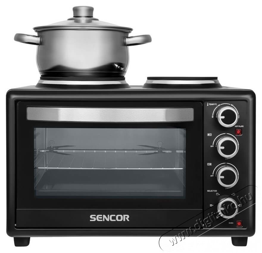Sencor SEO 2828BK elektromos mini sütő főzőlappal Konyhai termékek - Sütő-főzőlap, tűzhely (szabadonálló) - Mini sütő / mini grill / mini konyha - 342114