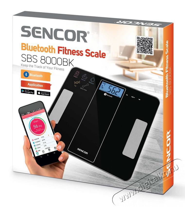 Sencor SBS 8000BK Smart Fitnesz személymérleg - kék Szépségápolás / Egészség - Mérleg - Személy mérleg - 345995