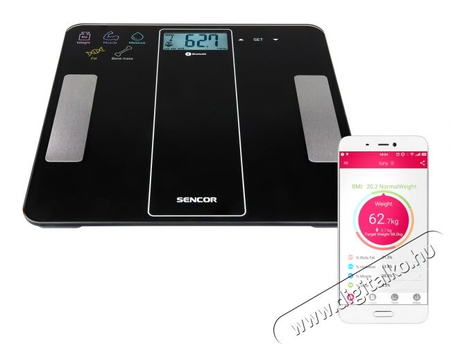 Sencor SBS 8000BK Smart Fitnesz személymérleg - kék Szépségápolás / Egészség - Mérleg - Személy mérleg - 345995