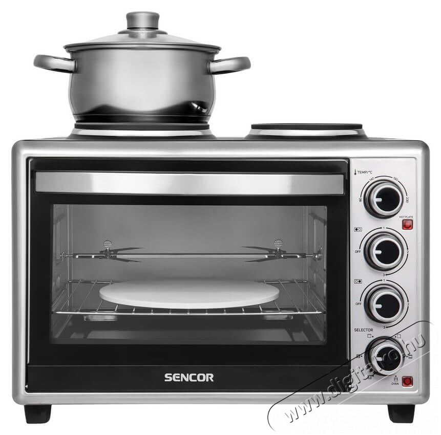 Sencor SEO 3628SS elektromos mini sütő főzőlappal Konyhai termékek - Sütő-főzőlap, tűzhely (szabadonálló) - Mini sütő / mini grill / mini konyha - 342116