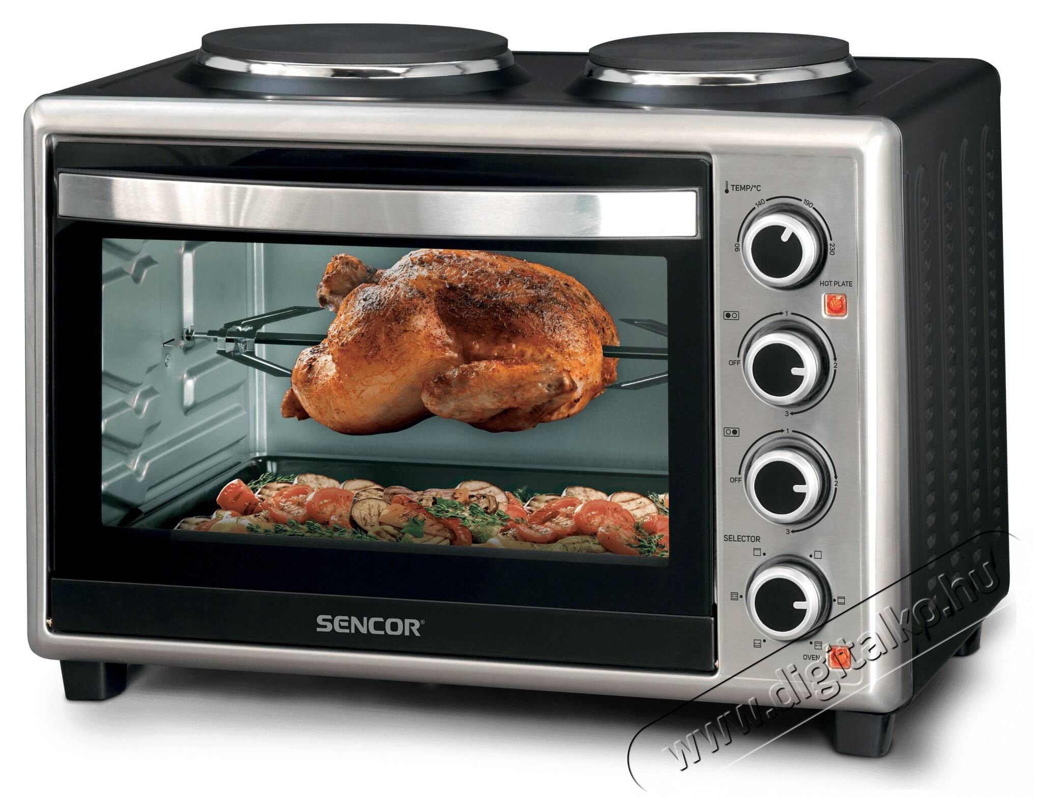 Sencor SEO 3628SS elektromos mini sütő főzőlappal Konyhai termékek - Sütő-főzőlap, tűzhely (szabadonálló) - Mini sütő / mini grill / mini konyha - 342116