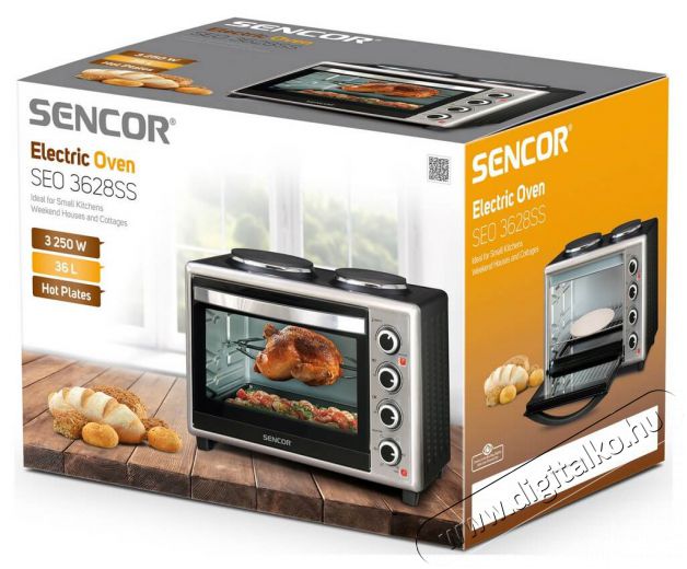 Sencor SEO 3628SS elektromos mini sütő főzőlappal Konyhai termékek - Sütő-főzőlap, tűzhely (szabadonálló) - Mini sütő / mini grill / mini konyha - 342116