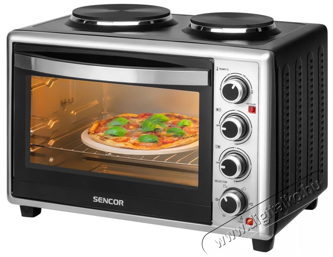 Sencor SEO 3628SS elektromos mini sütő főzőlappal Konyhai termékek - Sütő-főzőlap, tűzhely (szabadonálló) - Mini sütő / mini grill / mini konyha - 342116
