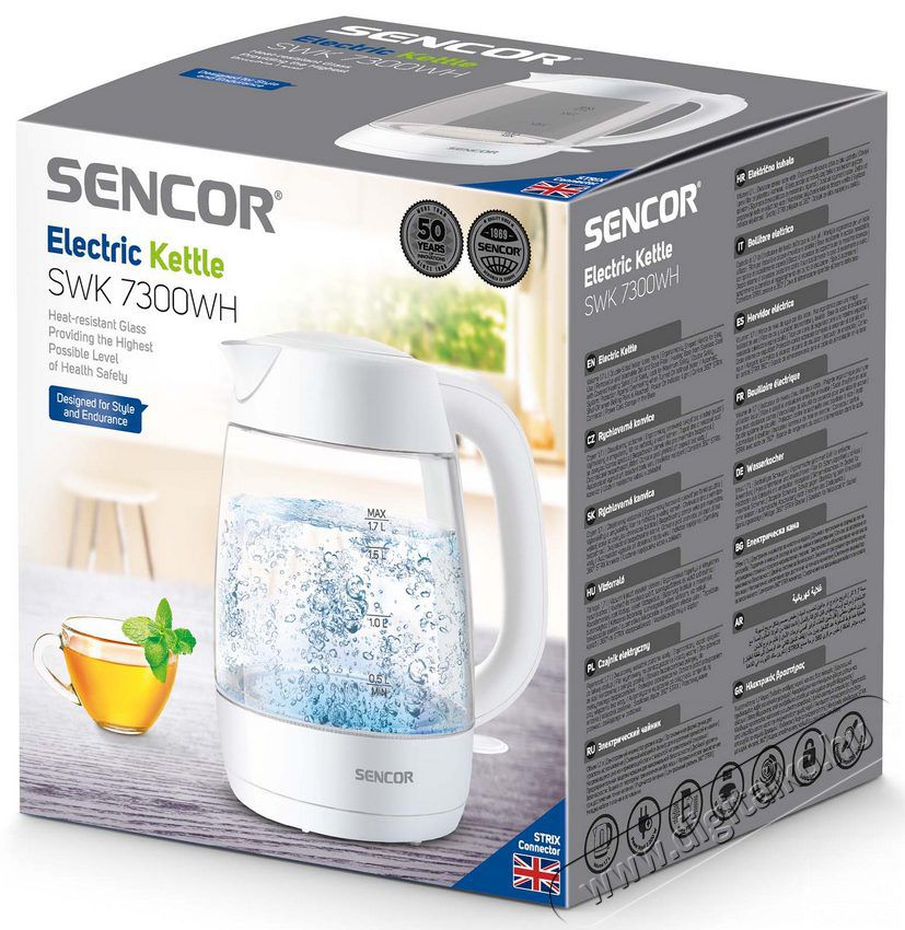 Sencor SWK 7300WH Üveg Vízforraló 1,7L Konyhai termékek - Vízforraló / teafőző - 364644