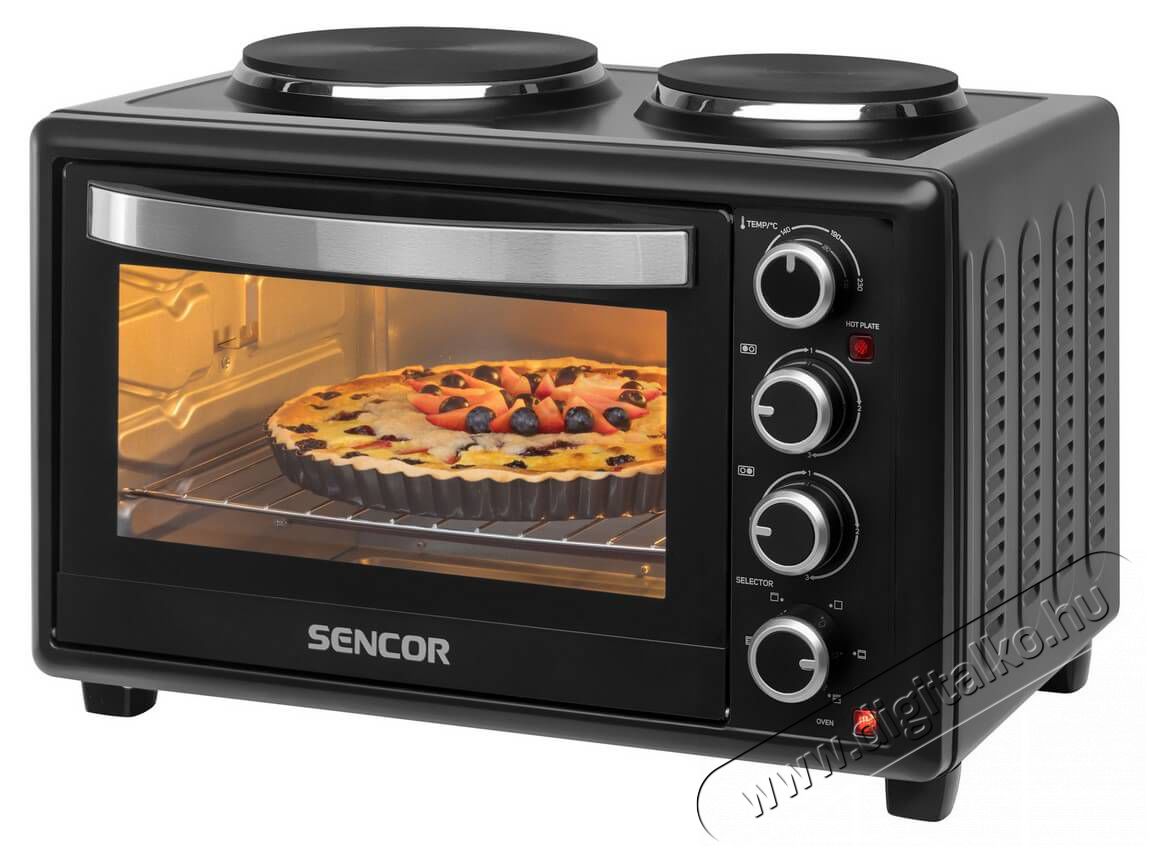 Sencor SEO 2828BK elektromos mini sütő főzőlappal Konyhai termékek - Sütő-főzőlap, tűzhely (szabadonálló) - Mini sütő / mini grill / mini konyha - 342114