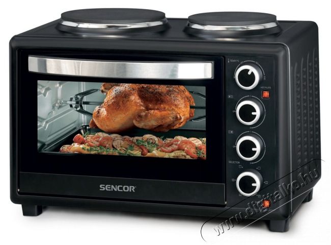 Sencor SEO 2828BK elektromos mini sütő főzőlappal Konyhai termékek - Sütő-főzőlap, tűzhely (szabadonálló) - Mini sütő / mini grill / mini konyha - 342114