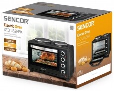 Sencor SEO 2828BK elektromos mini sütő főzőlappal Konyhai termékek - Sütő-főzőlap, tűzhely (szabadonálló) - Mini sütő / mini grill / mini konyha - 342114