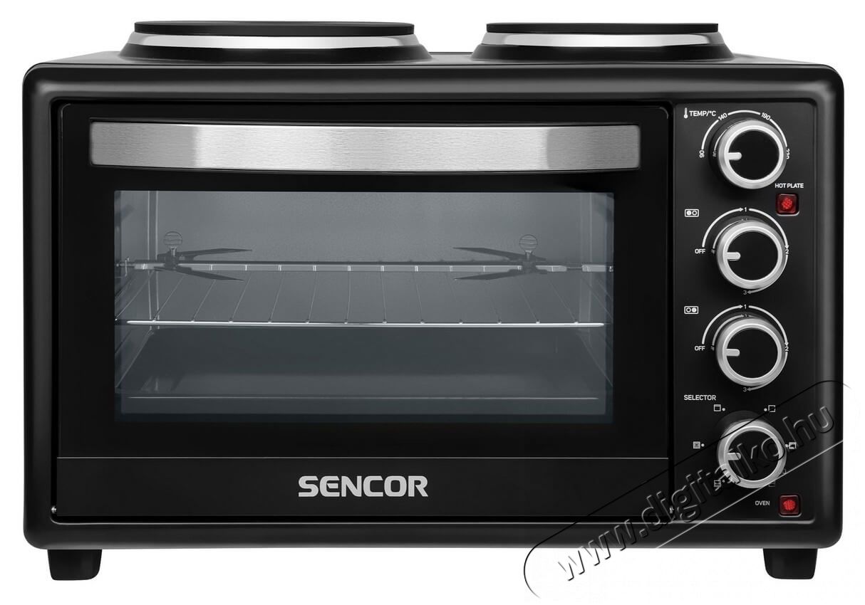 Sencor SEO 2828BK elektromos mini sütő főzőlappal Konyhai termékek - Sütő-főzőlap, tűzhely (szabadonálló) - Mini sütő / mini grill / mini konyha - 342114