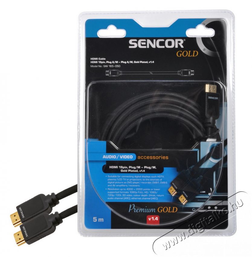 Sencor SAV 165-050 HDMI kábel 5m Fotó-Videó kiegészítők - Kábel - Hdmi kábel - 277309