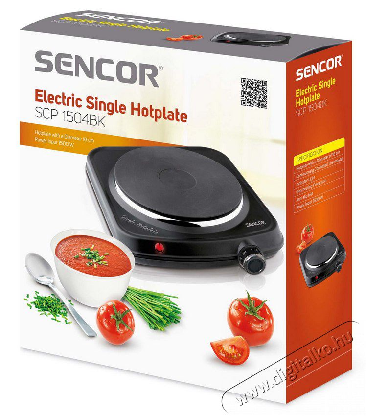 Sencor SCP 1504BK-EUE4 elektromos főzőlap - fekete Konyhai termékek - Sütő-főzőlap, tűzhely (szabadonálló) - Elektromos főzőlap (szabadonálló) - 371786