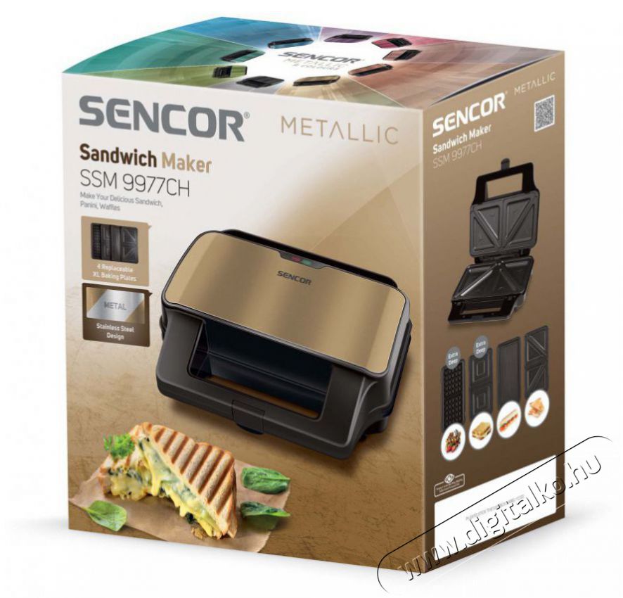 Sencor SSM 9977CH 4in1 szendvicssütő Konyhai termékek - Konyhai kisgép (sütés / főzés / hűtés / ételkészítés) - Melegszendvics / gofri sütő - 376840