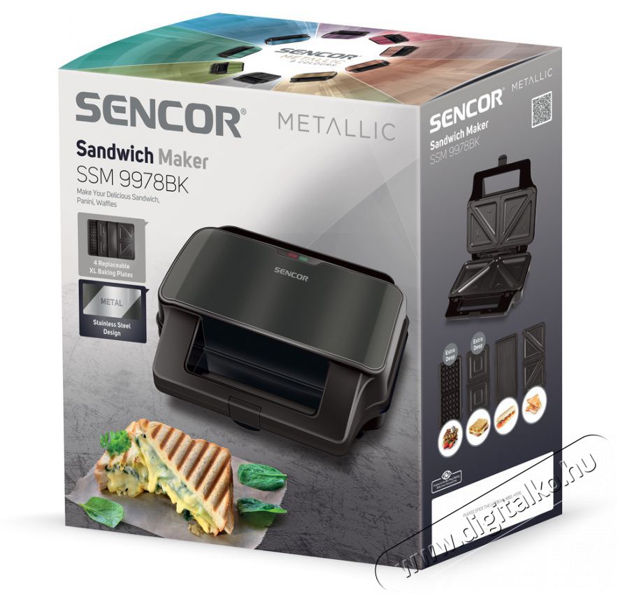 Sencor SSM 9978BK 4in1 szendvicssütő Konyhai termékek - Konyhai kisgép (sütés / főzés / hűtés / ételkészítés) - Melegszendvics / gofri sütő - 376841