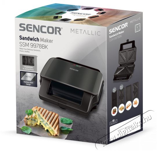 Sencor SSM 9978BK 4in1 szendvicssütő Konyhai termékek - Konyhai kisgép (sütés / főzés / hűtés / ételkészítés) - Melegszendvics / gofri sütő - 376841