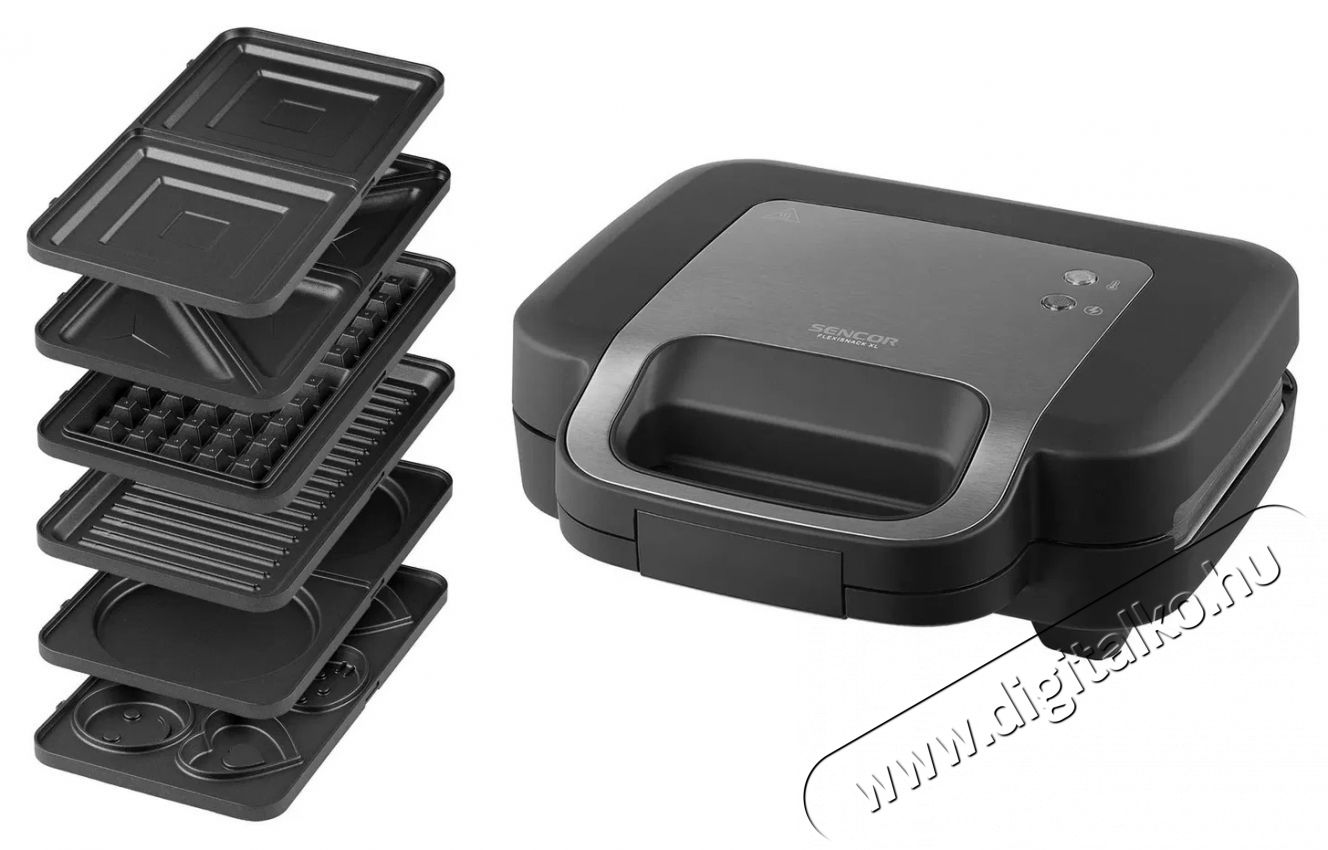 Sencor SSM 9860BK 6in1 Szendvicss&uuml;tő Konyhai term&eacute;kek - Konyhai kisg&eacute;p (s&uuml;t&eacute;s / főz&eacute;s / hűt&eacute;s / &eacute;telk&eacute;sz&iacute;t&eacute;s) - Melegszendvics / gofri s&uuml;tő - 531556
