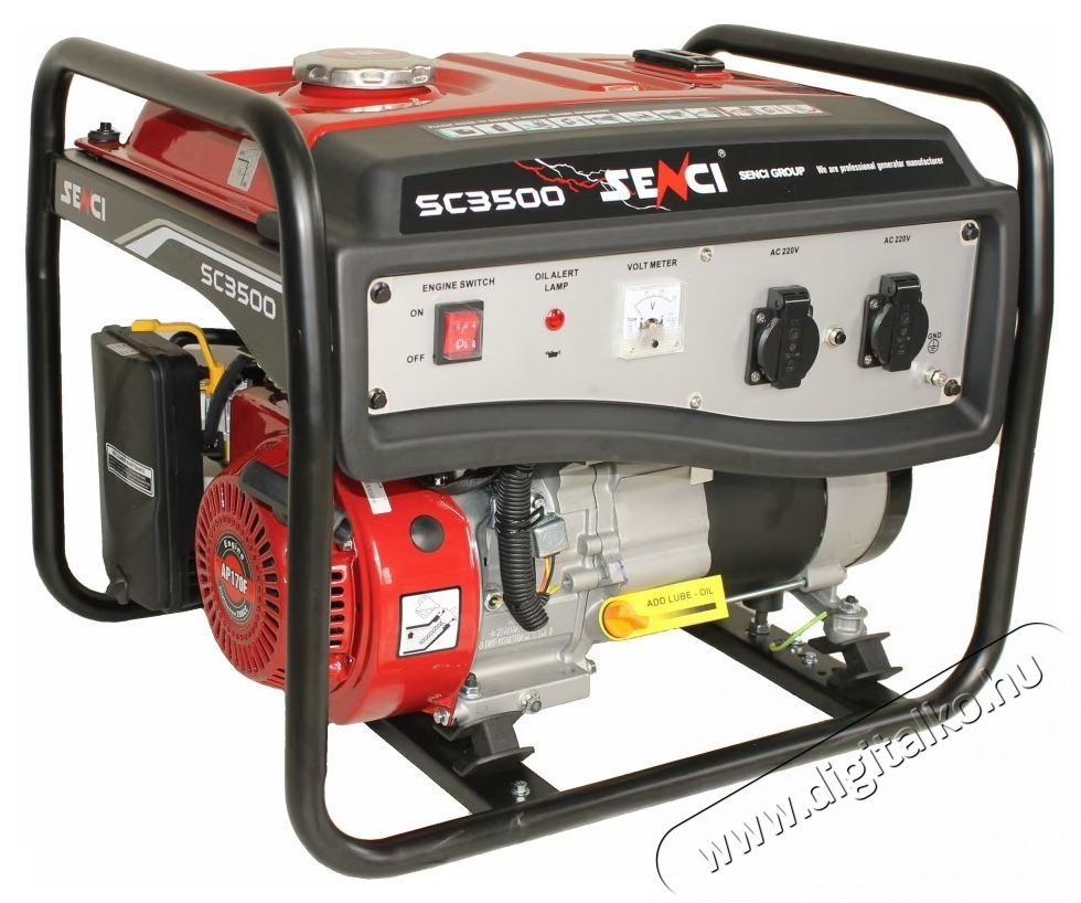 SENCI Elektromos &aacute;ramgener&aacute;tor, SC-3500 LITE, 7 LE, 3100 W, 208 CC, 230 V, fesz&uuml;lts&eacute;gstabiliz&aacute;tor (AVR), k&ouml;t&eacute;lind&iacute;t&aacute;s, 15 l benzin, 13,5 &oacute;ra maxim&aacute;lis auton&oacute;mia H&aacute;ztart&aacute;s / Otthon / K&uuml;lt&eacute;r - Szersz&aacute;m - &Aacute;ramfejlesztő - 537288