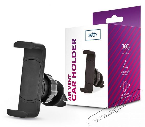 SETTY TF-0063 univerzális szellőzőrácsba illeszthető fekete autós telefon tartó Autóhifi / Autó felszerelés - Autós tartó - 439621