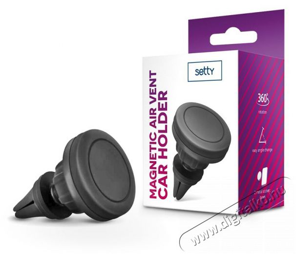 SETTY TF-0060 univerzális szellőzőrácsba illeszthető mágneses fekete autós telefon tartó Autóhifi / Autó felszerelés - Autós tartó - 417909