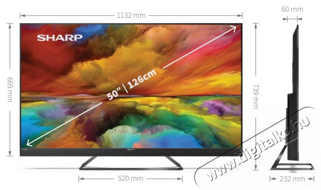 SHARP 50EQ3EA Smart LED Televízió Televíziók - LED televízió - UHD 4K felbontású - 379820