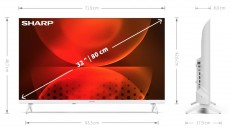 SHARP 32FH2EW 80cm-es HD Android LED TV, fehér Televíziók - LED televízió - 720p HD Ready felbontású - 500913