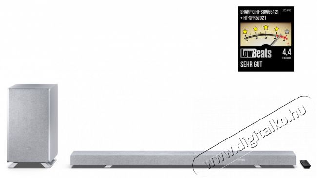 SHARP Q HT-SBW55121(SL) 5.1.2 Dolby Atmos / DTS:X hangprojektor vezeték nélküli mélynyomóval ezüst Audio-Video / Hifi / Multimédia - Hangprojektor / soundbar - Mélyládával - 505452