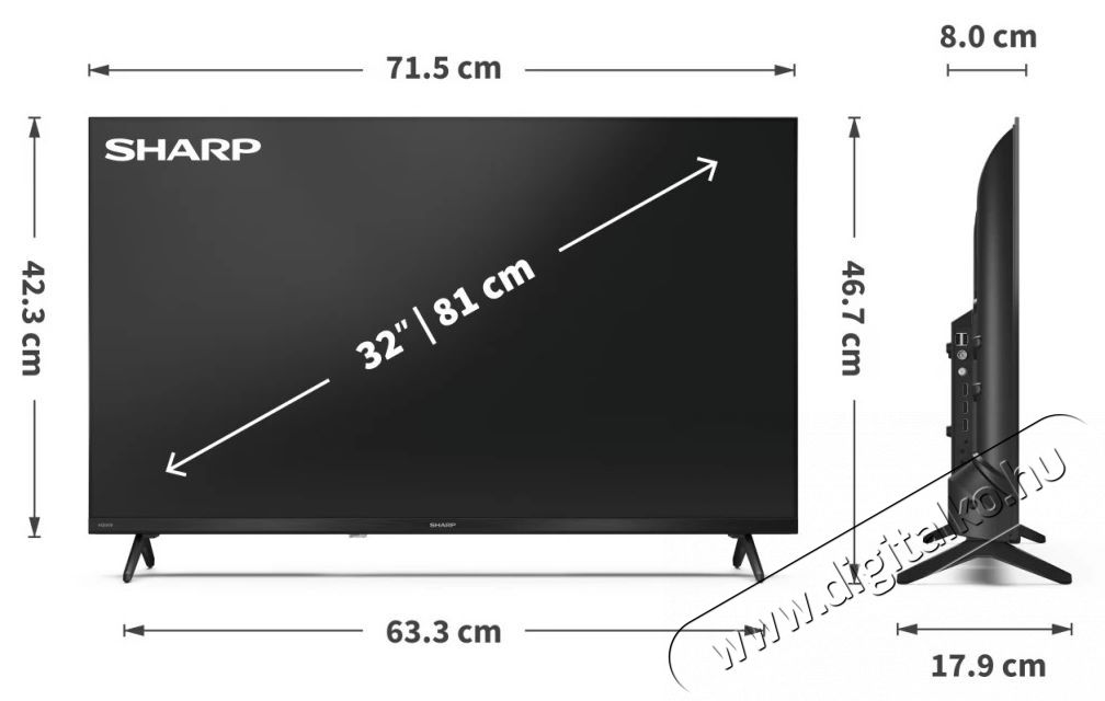 SHARP 32HF3265E 80cm-es HD Ready QLED Google TV Telev&iacute;zi&oacute;k - LED telev&iacute;zi&oacute; - 720p HD Ready felbont&aacute;s&uacute; - 530956