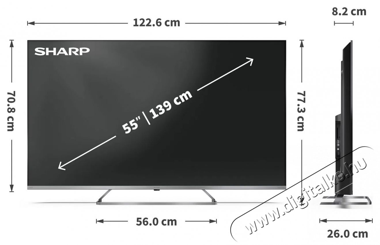 SHARP 55JP7265E 139cm-es 4K Ultra HD QLED MiniLED Google TV Harman Kardon hangsz&oacute;r&oacute;kkal Telev&iacute;zi&oacute;k - LED telev&iacute;zi&oacute; - UHD 4K felbont&aacute;s&uacute; - 531442