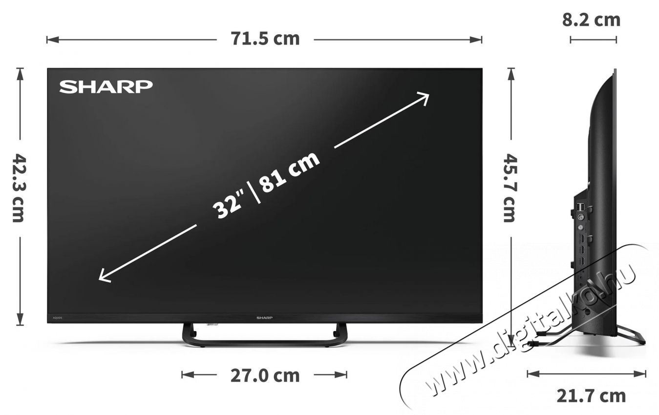 SHARP 32HF3865E 80cm-es Full HD QLED Google TV Telev&iacute;zi&oacute;k - LED telev&iacute;zi&oacute; - 1080p Full HD felbont&aacute;s&uacute; - 530957