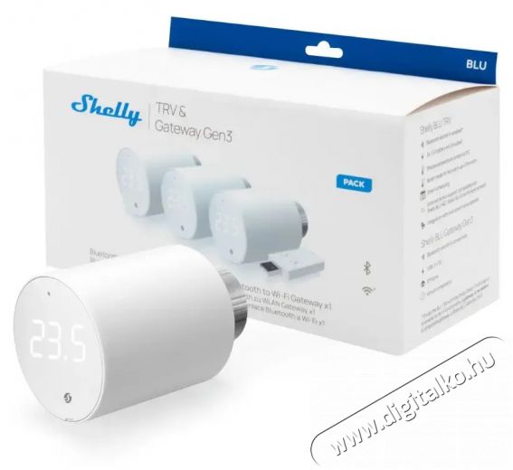 SHELLY Blu TRV Radiátor termoszelep készlet, 3 db Háztartás / Otthon / Kültér - Okos otthon - Termosztát - 508208
