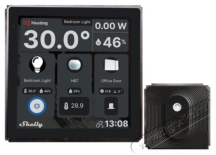 SHELLY Wall Display + BLU H&T, fekete H&aacute;ztart&aacute;s / Otthon / K&uuml;lt&eacute;r - Okos otthon - Kieg&eacute;sz&iacute;tő - 508203