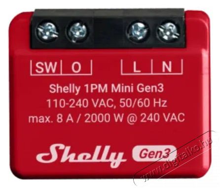 SHELLY Plus 1PM Mini, kapcsolómodul, WiFi, Gen3 Háztartás / Otthon / Kültér - Okos otthon - Kiegészítő - 521478