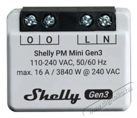 SHELLY PM Mini Gen3 fogyasztásmérő modul 16 A-ig, WiFi, Bluetooth Háztartás / Otthon / Kültér - Okos otthon - Kiegészítő - 521481