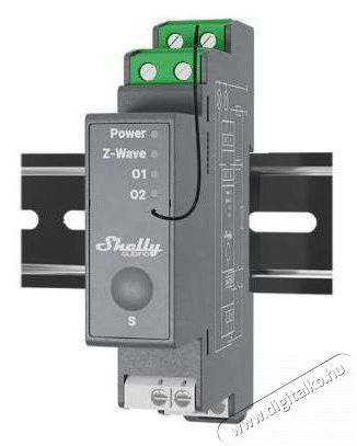 SHELLY Wave 2, 2x 16A kapcsolómodul DIN sínen, Z-Wave Újdonságok - Új termékek - 521495