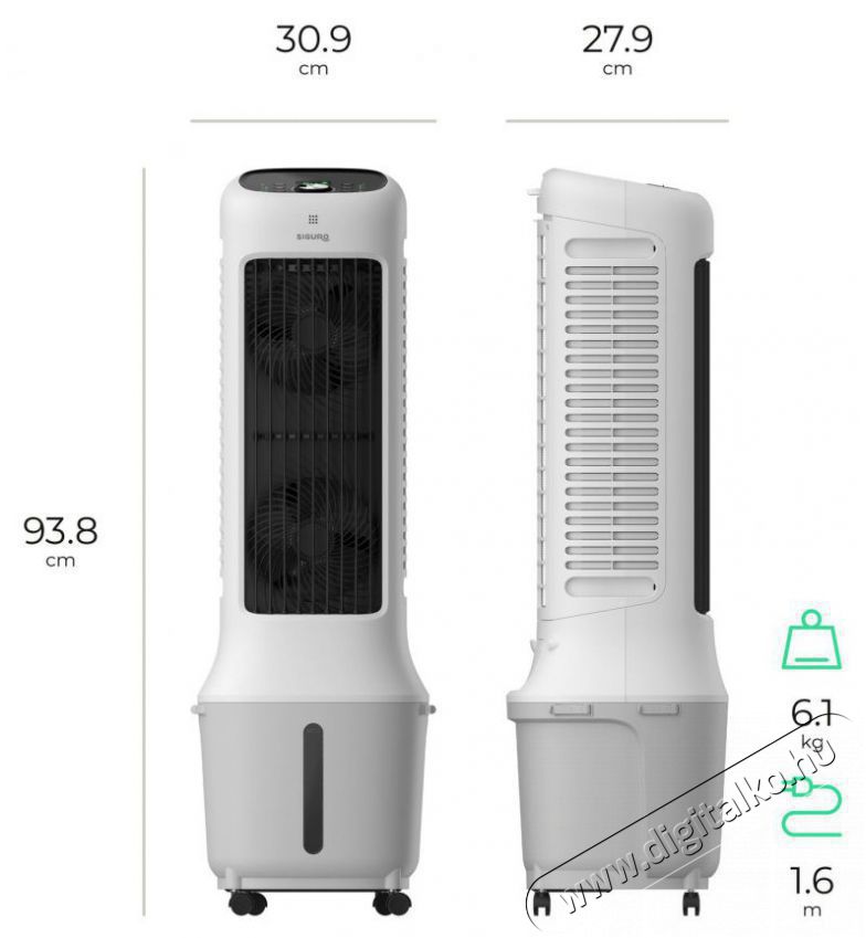 Siguro FC-D100W Aura Tower WiFi H&aacute;ztart&aacute;s / Otthon / K&uuml;lt&eacute;r - Ventil&aacute;tor / L&eacute;gkondicion&aacute;l&oacute; - P&aacute;r&aacute;s&iacute;t&oacute; ventil&aacute;tor - 512370