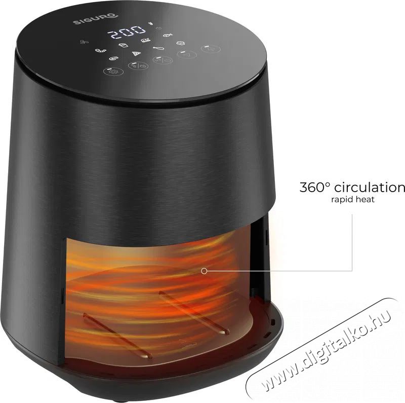 Siguro AF-C350B Air Fry Ceramic Konyhai term&eacute;kek - Konyhai kisg&eacute;p (s&uuml;t&eacute;s / főz&eacute;s / hűt&eacute;s / &eacute;telk&eacute;sz&iacute;t&eacute;s) - L&eacute;gkever&eacute;ses főzőg&eacute;p / elektromos kukta / multifunkci&oacute;s s&uuml;tő - 520582
