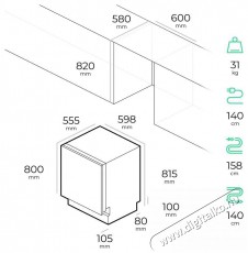 Siguro DW-B606B Efficlean Konyhai termékek - Mosogatógép - Normál (60cm) beépíthető mosogatógép - 520593