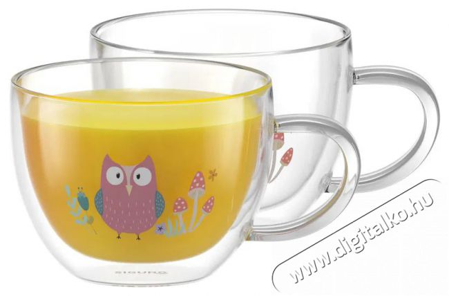 Siguro bögre duplafalú üvegből Owl, 280 ml, 2 darab Konyhai termékek - Egyéb / Konyhai kiegészítő - 520572