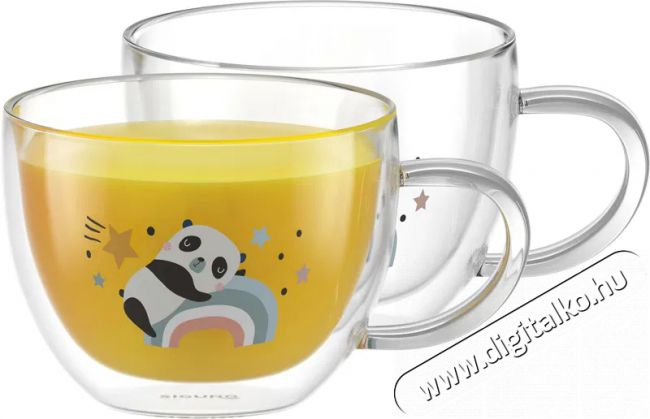Siguro bögre duplafalú üvegből, Panda, 280 ml, 2 darab Konyhai termékek - Egyéb / Konyhai kiegészítő - 520574