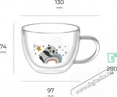 Siguro bögre duplafalú üvegből, Panda, 280 ml, 2 darab Konyhai termékek - Egyéb / Konyhai kiegészítő - 520574
