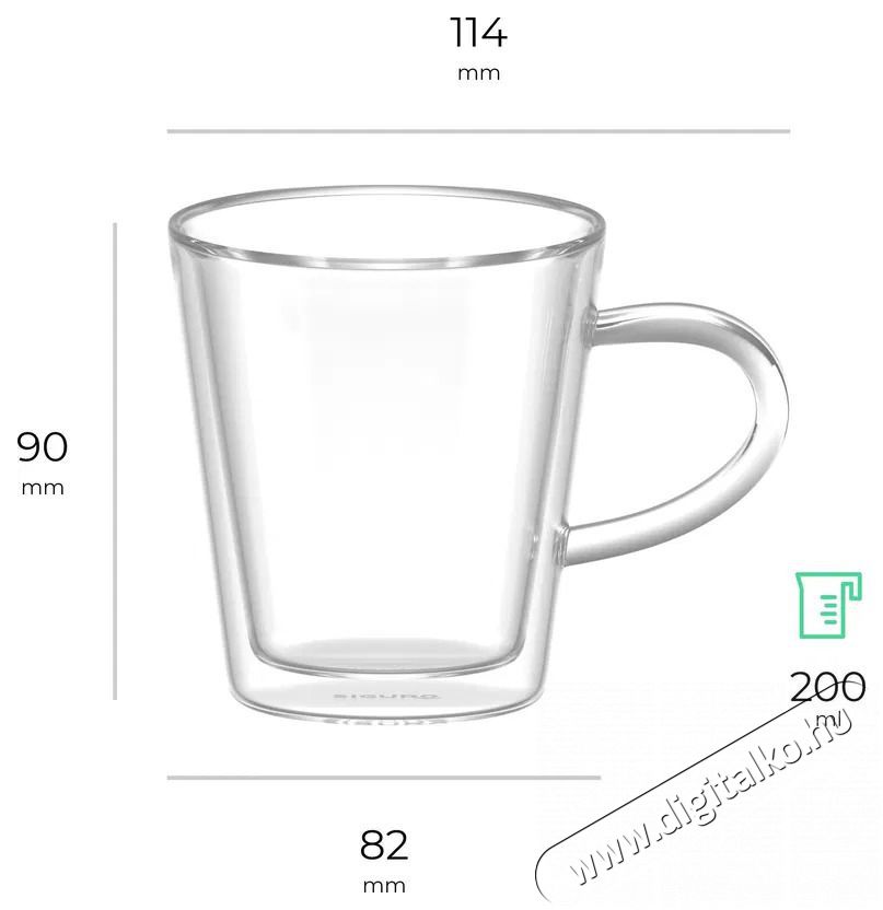 Siguro Lungo duplafal&uacute; &uuml;vegpoh&aacute;r, 200 ml, 6 darab Konyhai term&eacute;kek - K&aacute;v&eacute;főző / k&aacute;v&eacute;&ouml;rlő / kieg&eacute;sz&iacute;tő - K&aacute;v&eacute;s poh&aacute;r / cs&eacute;sze - 526058