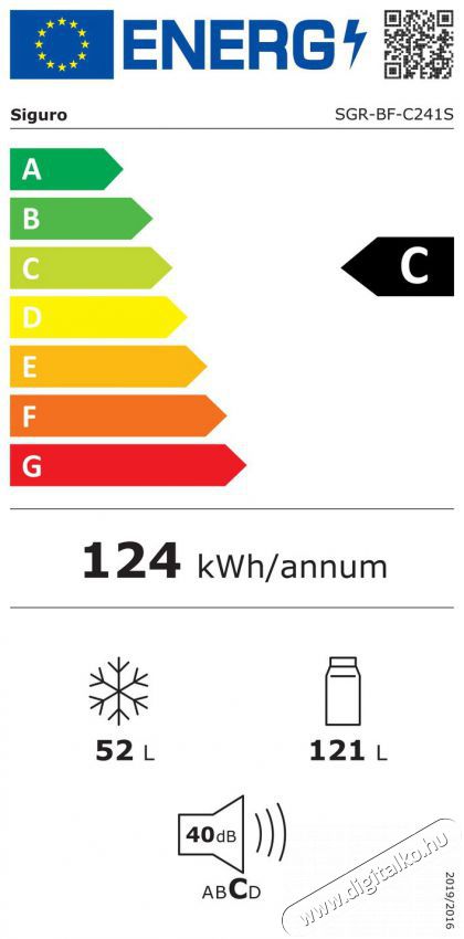 Siguro BF-C241S Essentials Szabadon&aacute;ll&oacute; alulfagyaszt&oacute;s kombin&aacute;lt hűtő Konyhai term&eacute;kek - Hűtő, fagyaszt&oacute; (szabadon&aacute;ll&oacute;) - Alulfagyaszt&oacute;s kombin&aacute;lt hűtő - 528017