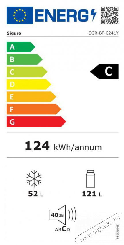 Siguro BF-C241Y Essentials Szabadon&aacute;ll&oacute; alulfagyaszt&oacute;s kombin&aacute;lt hűtő Konyhai term&eacute;kek - Hűtő, fagyaszt&oacute; (szabadon&aacute;ll&oacute;) - Alulfagyaszt&oacute;s kombin&aacute;lt hűtő - 528016