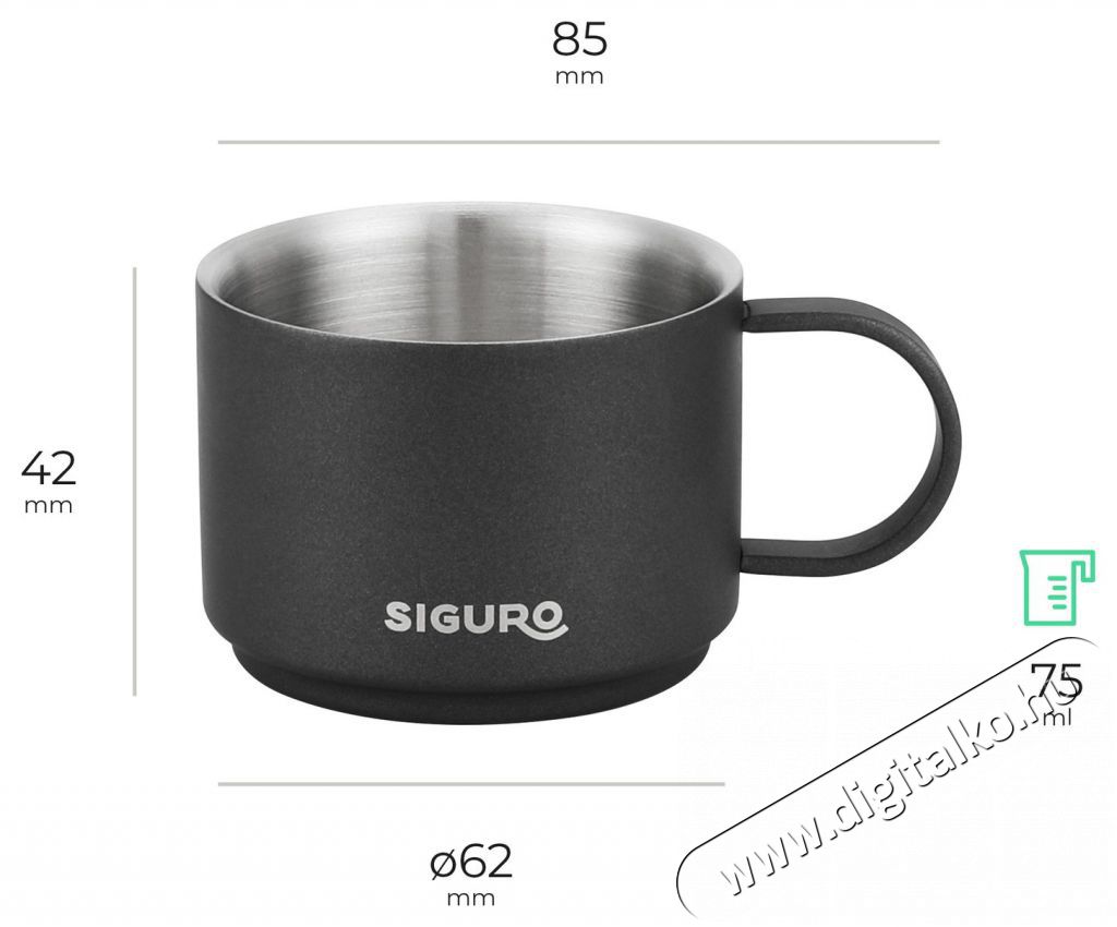 Siguro Elite Brew rozsdamentes b&ouml;gre, 75 ml Konyhai term&eacute;kek - K&aacute;v&eacute;főző / k&aacute;v&eacute;&ouml;rlő / kieg&eacute;sz&iacute;tő - K&aacute;v&eacute;s poh&aacute;r / cs&eacute;sze - 528012