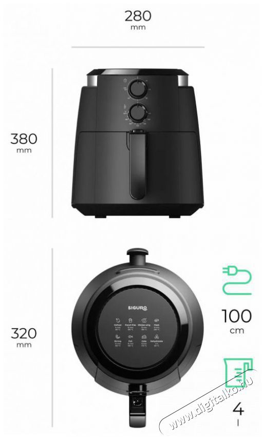 Siguro AF-G350B Easy Fry Plus Konyhai term&eacute;kek - Konyhai kisg&eacute;p (s&uuml;t&eacute;s / főz&eacute;s / hűt&eacute;s / &eacute;telk&eacute;sz&iacute;t&eacute;s) - Olajs&uuml;tő - 530026