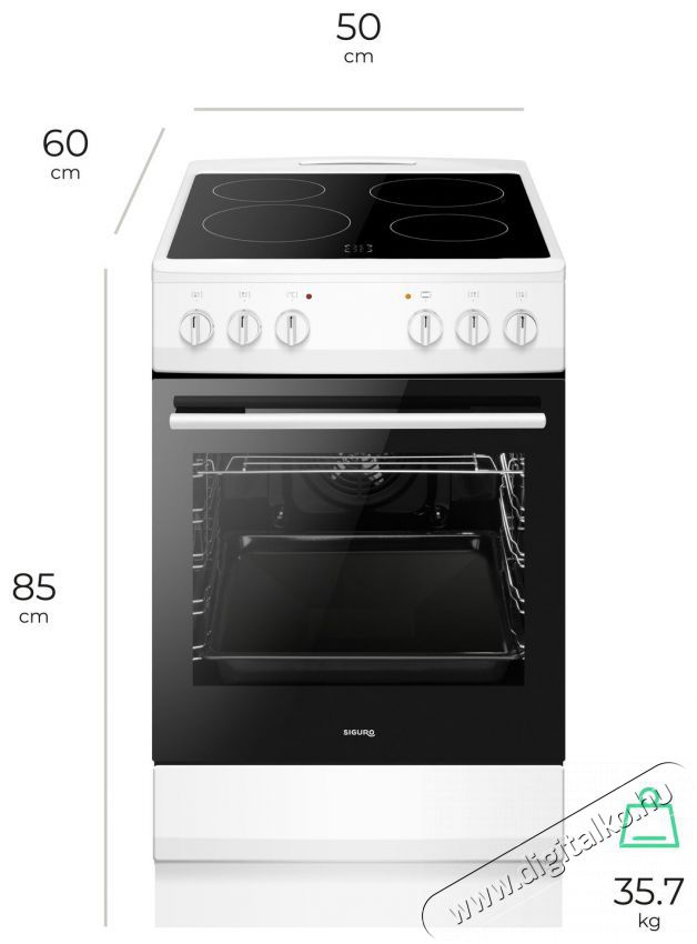 Siguro SO-S150 Glass-Ceramic Stove White Elektromos tűzhely (szabadon&aacute;ll&oacute;) Konyhai term&eacute;kek - S&uuml;tő-főzőlap, tűzhely (szabadon&aacute;ll&oacute;) - Elektromos tűzhely (szabadon&aacute;ll&oacute;) - 528035