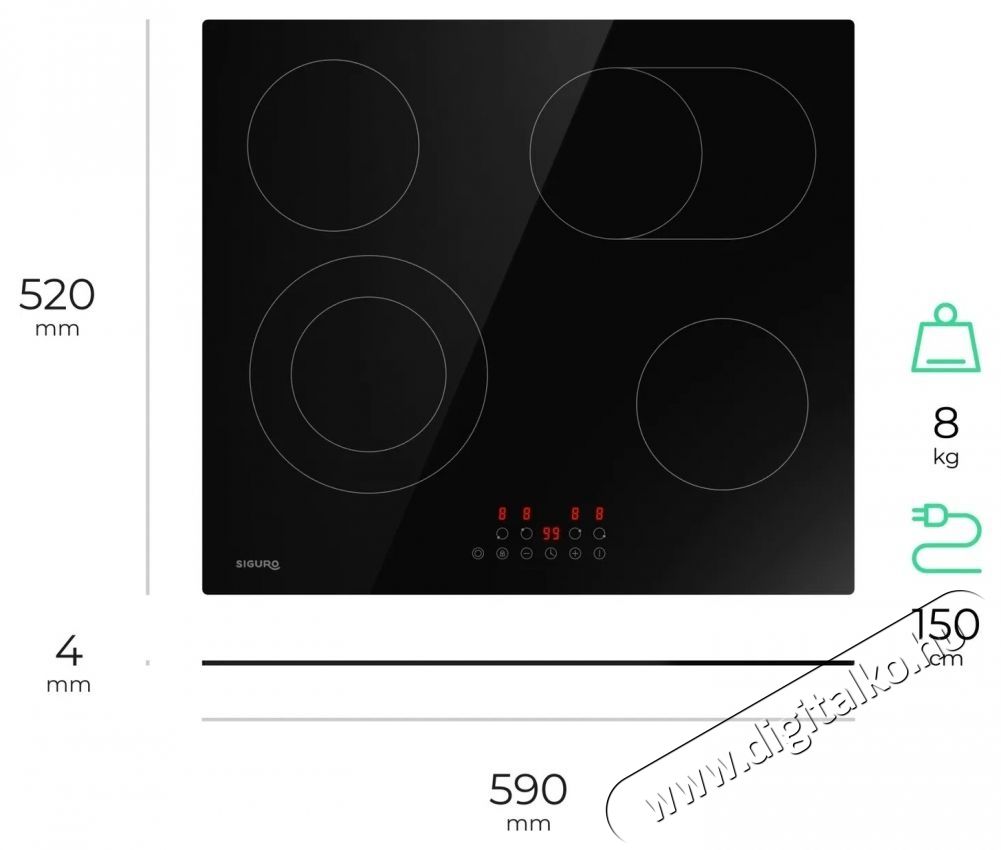 Siguro HB-C251B Glass Cooker Pro Főzőlap Konyhai term&eacute;kek - S&uuml;tő-főzőlap, tűzhely (be&eacute;p&iacute;thető) - Elektromos főzőlap (be&eacute;p&iacute;thető) - 531258