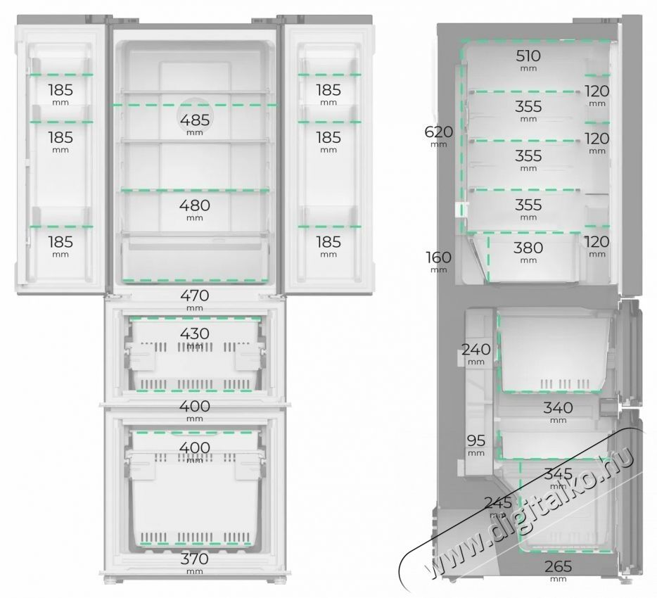Siguro Lunora E252S Side by Side Hűtőszekr&eacute;ny Konyhai term&eacute;kek - Hűtő, fagyaszt&oacute; (szabadon&aacute;ll&oacute;) - Alulfagyaszt&oacute;s kombin&aacute;lt hűtő - 531265