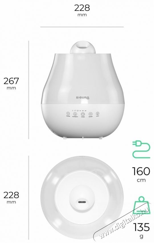 Siguro HU-M100W Mood Mist p&aacute;r&aacute;s&iacute;t&oacute; Sz&eacute;ps&eacute;g&aacute;pol&aacute;s / Eg&eacute;szs&eacute;g - L&eacute;gtiszt&iacute;t&oacute; / p&aacute;r&aacute;s&iacute;t&oacute; / p&aacute;r&aacute;tlan&iacute;t&oacute; - P&aacute;r&aacute;s&iacute;t&oacute; - 532197