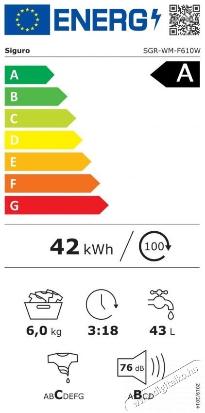 Siguro Easy Wash Slim F610W Mos&oacute;g&eacute;p (SGR-WM-F610W) H&aacute;ztart&aacute;s / Otthon / K&uuml;lt&eacute;r - Mos&oacute;g&eacute;p / sz&aacute;r&iacute;t&oacute;g&eacute;p - El&ouml;lt&ouml;ltős norm&aacute;l (60cm-ig) mos&oacute;g&eacute;p - 540057