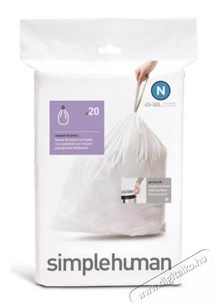 SimpleHuman CW0174 N-típusú egyedi méretezésű szemetes zsák újratöltő csomag (20 db) Háztartás / Otthon / Kültér - Lakásfelszerelés - Szemetes zsák / kiegészítő - 326285